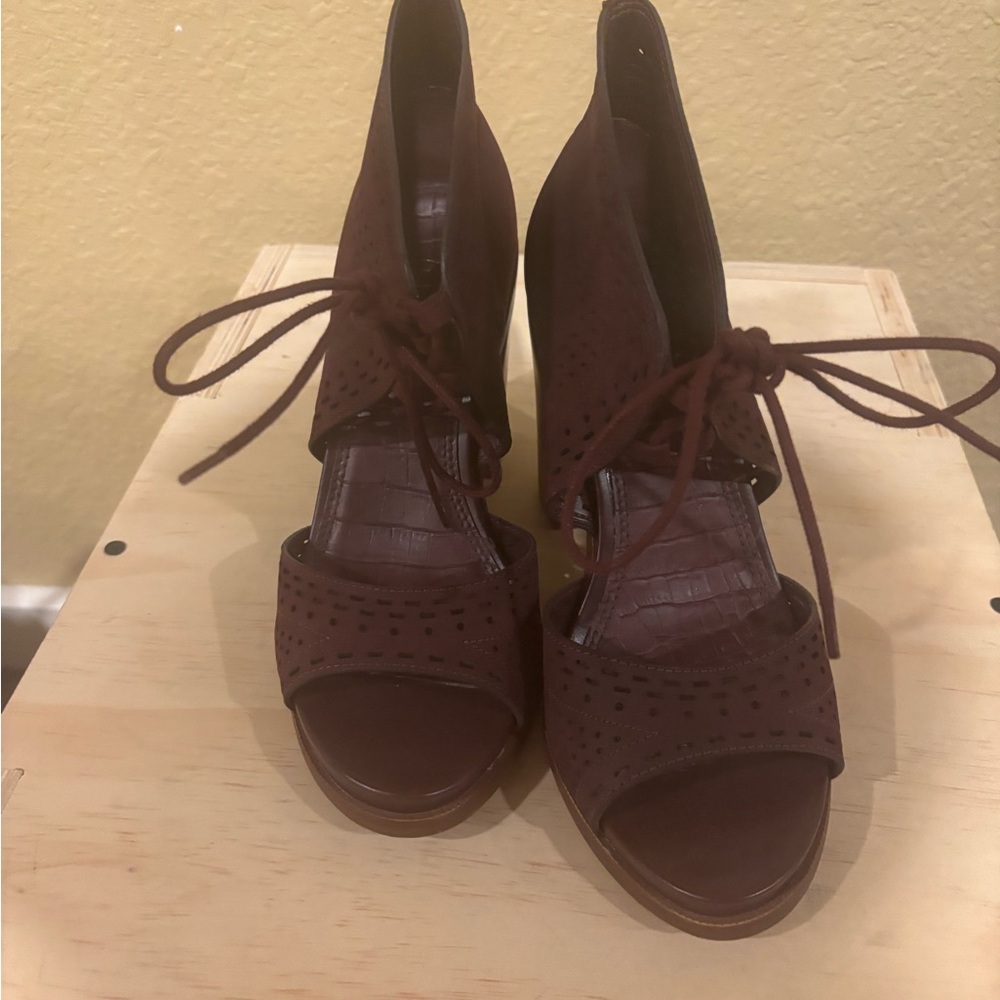 Gianni Bini Dark Burgundy Lace Up Heels